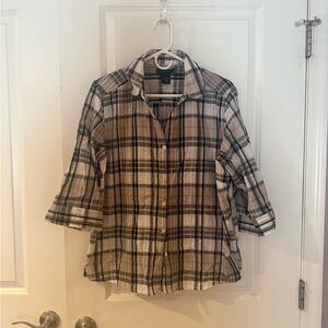 Preswick & Moore Black and Cream Plaid Shirt